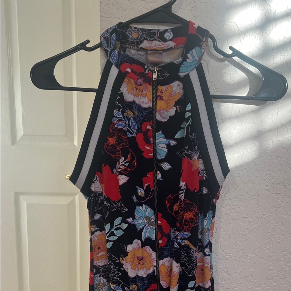 Floral Sleeveless Zip-Up Dress